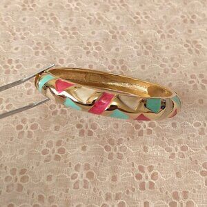 NEW Multi Color Enameled Elegant Gold Plated Bangle Spring Hinge Metal Cuff